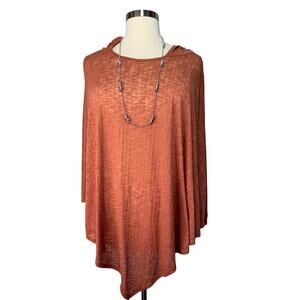 Hug+ Semi-Sheer Lightweight Hooded Top Orange One Size Fits Up to 2X Poncho Cape